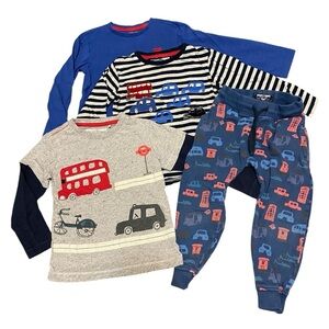 Next Direct Boys 3-4yr Outfit Joggers Top Shirt Lot Bus Truck Print Fall Tee UK